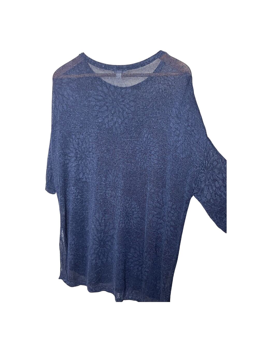 J Jill Pure Jill Linen Blend Lagenlook Tunic Top Women's Sz Medium Blue Floral
